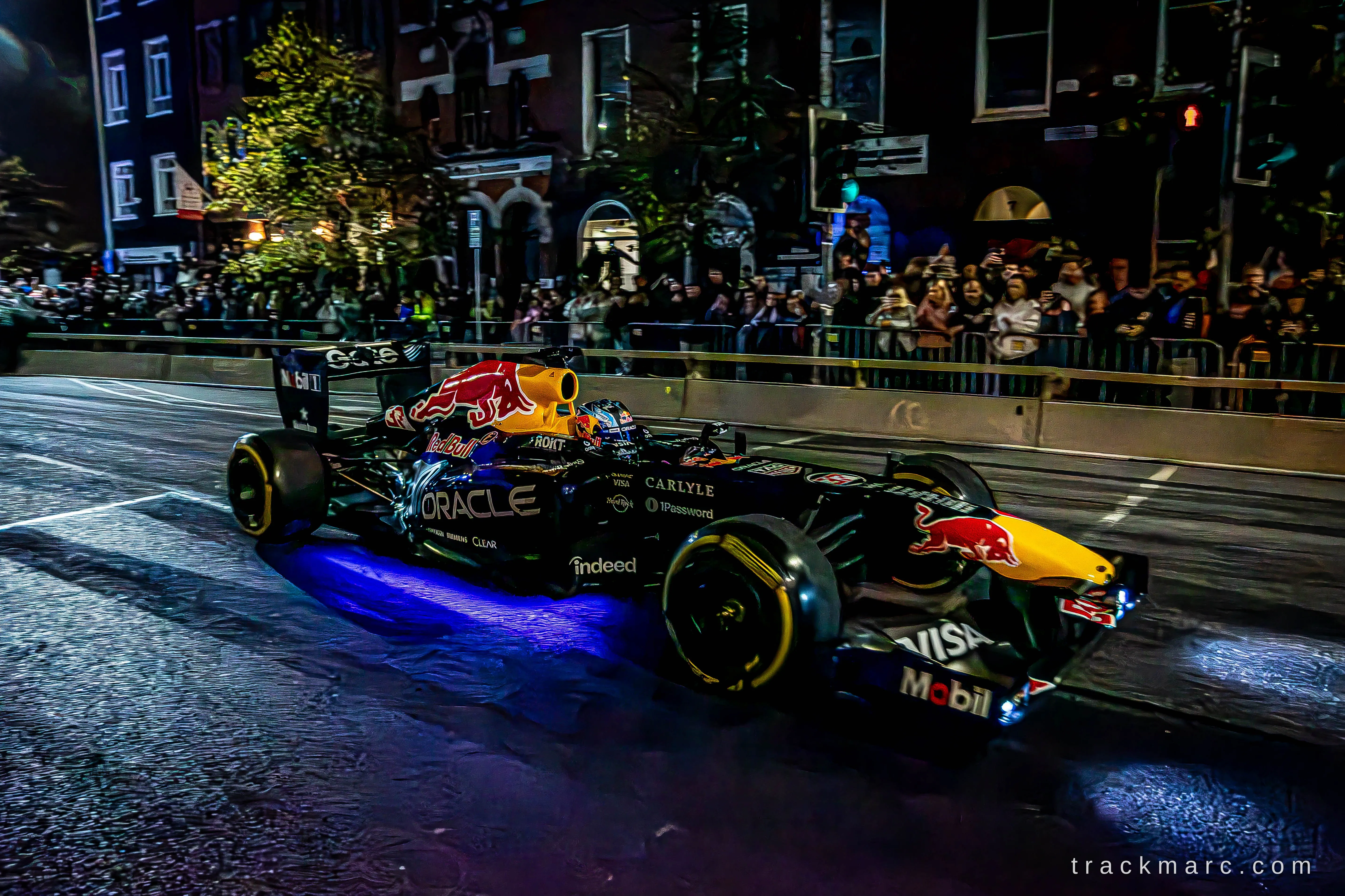 Patrick Friesacher, Red Bull Racing F1 car at night — Red Bull Homerun