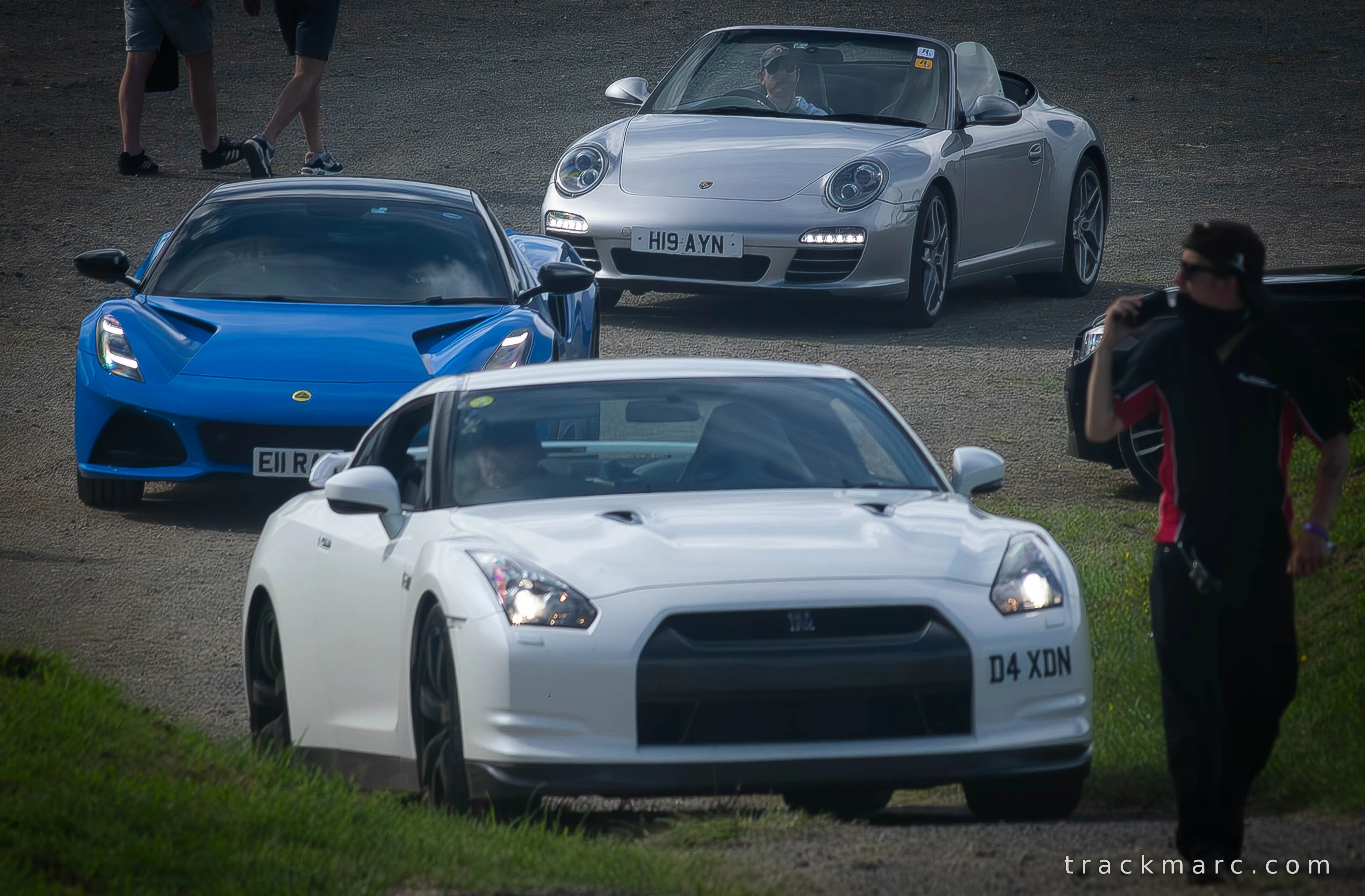 Nissan GT-R, Lotus Emira and Porsche 911 Cabriolet at Track Day