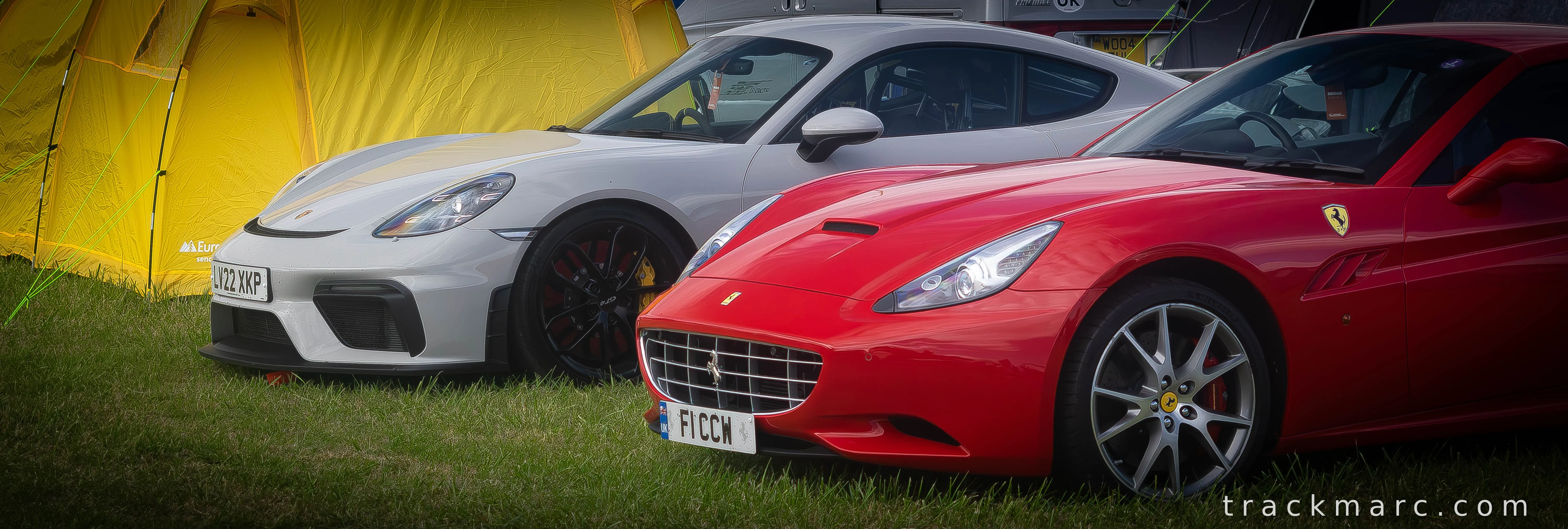 Ferrari California and Porsche 718 Cayman GT4 on Display