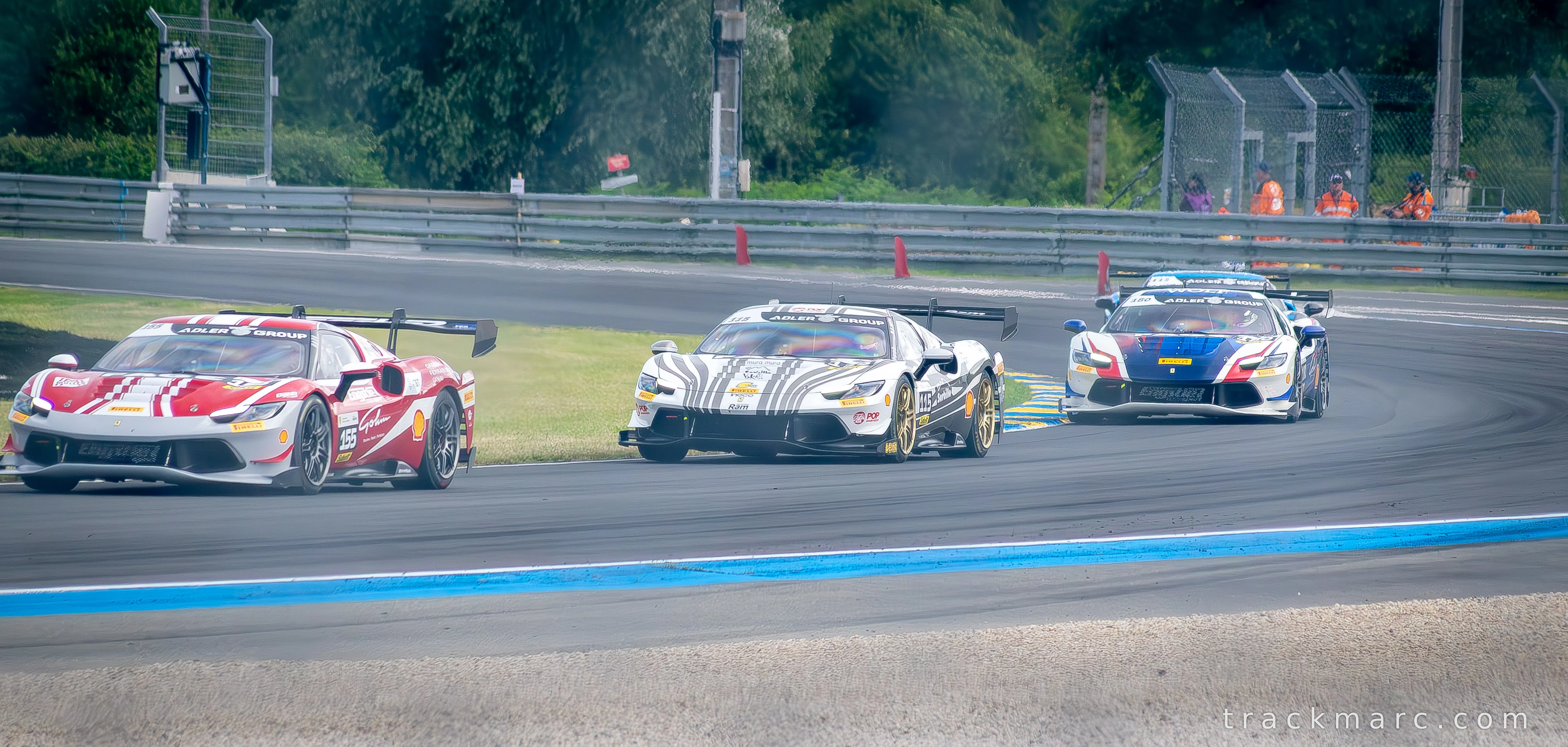 Ferrari Challenge Trio Through the Chicane — Le Mans 2026