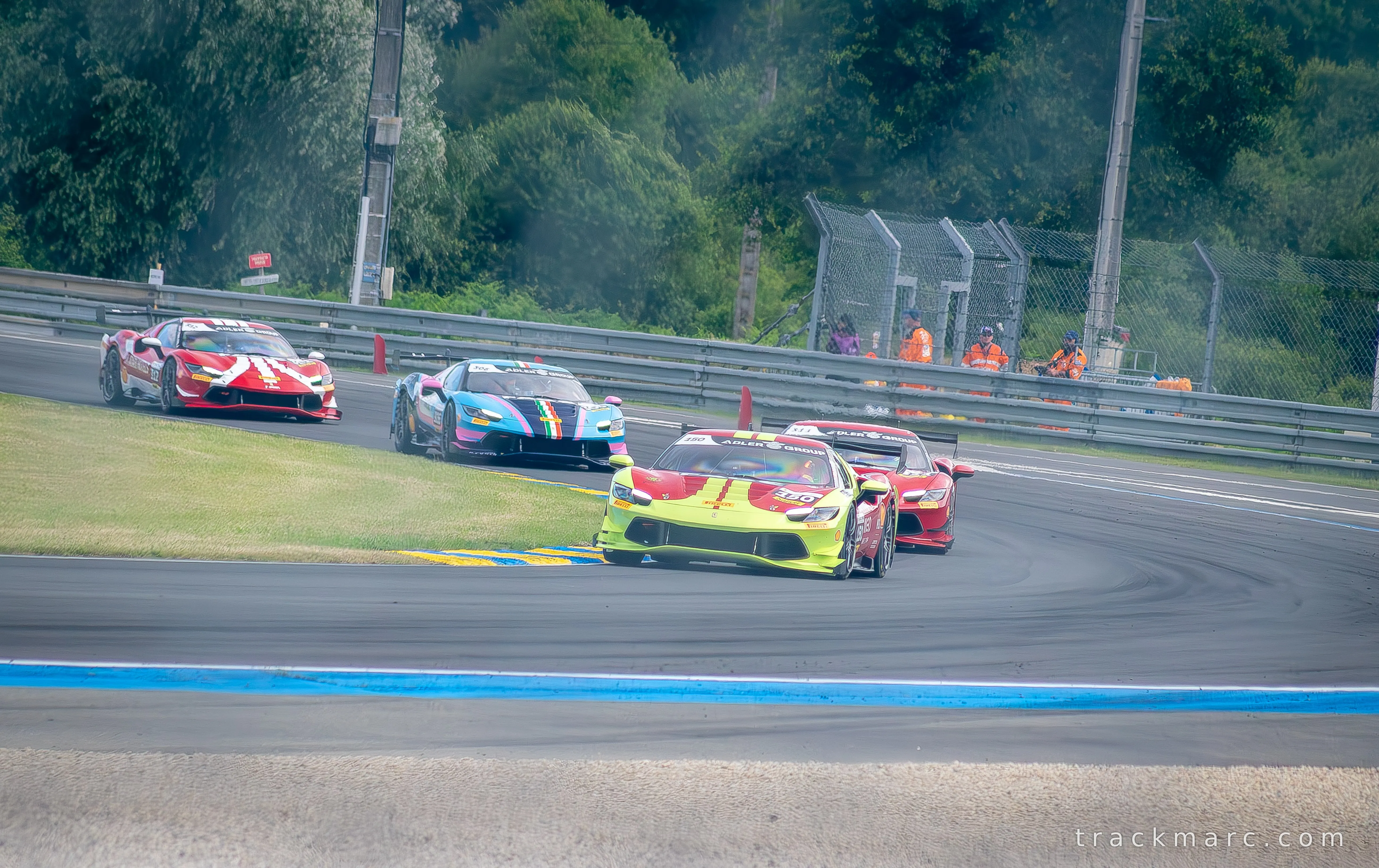 Ferrari 296 Challenge Yellow-Green Car Leads — Le Mans 2026