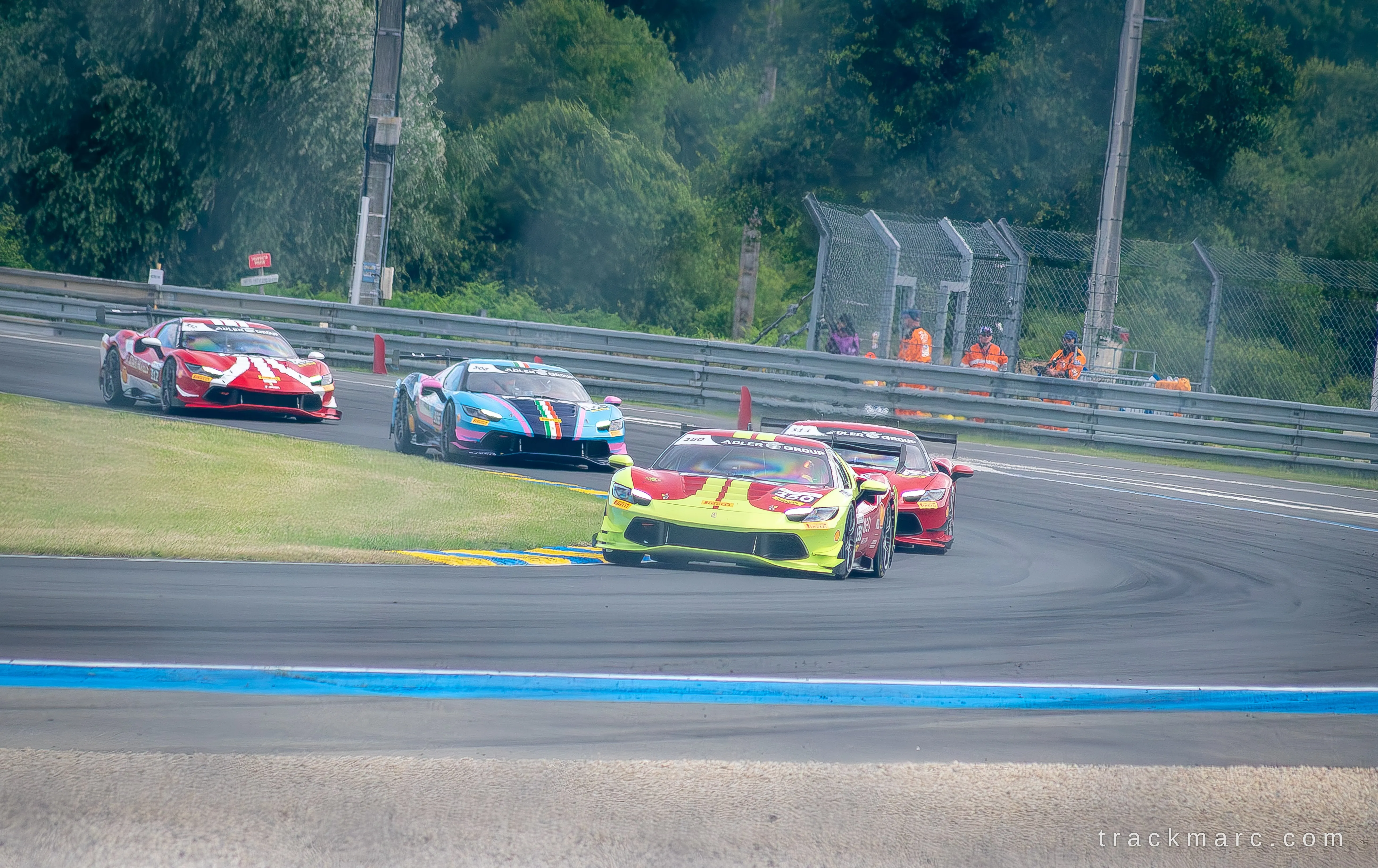 Ferrari 296 Challenge Yellow-Green Car Leads — Le Mans 2026