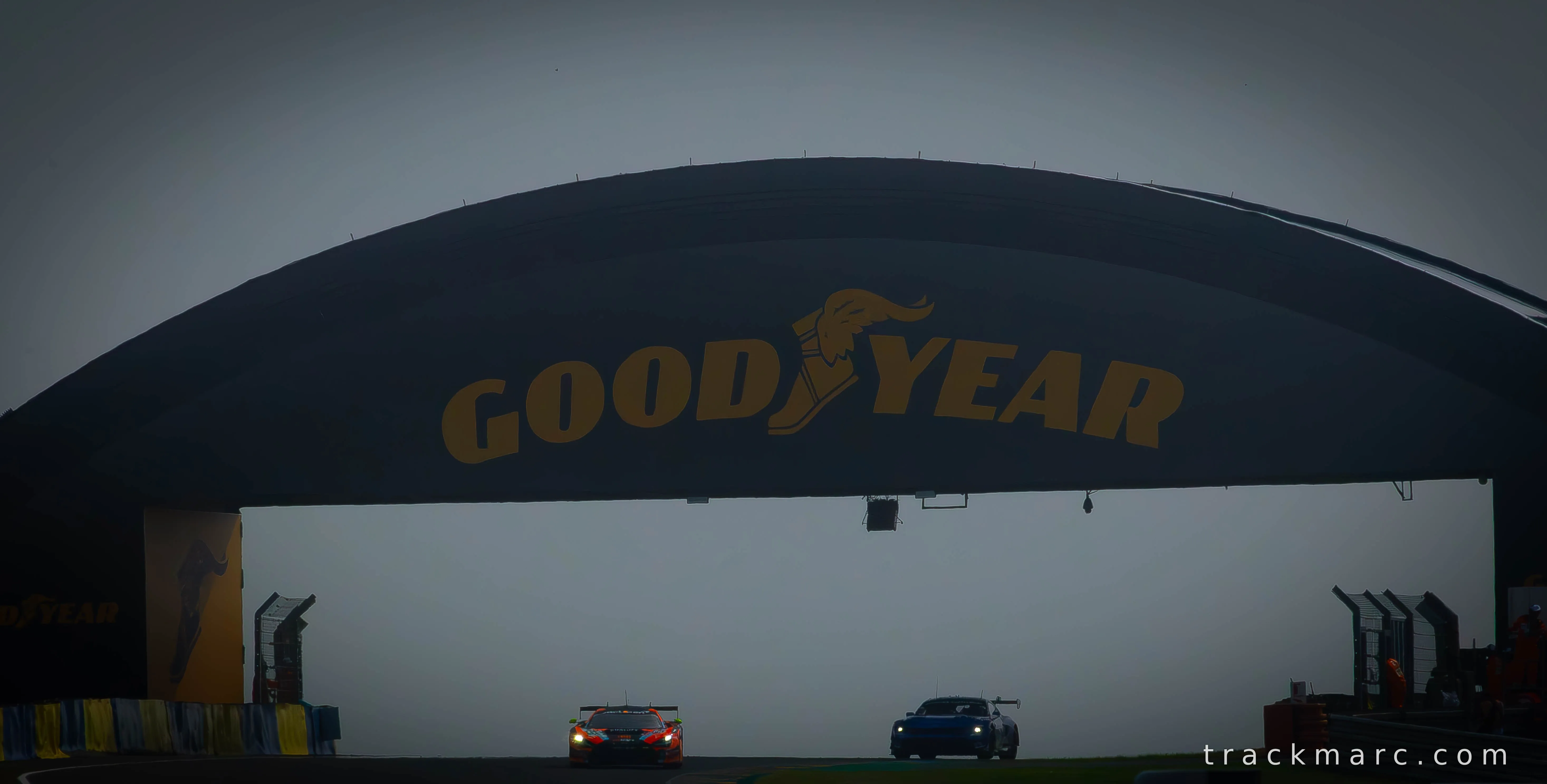 GT Cars Under the Goodyear Bridge — Le Mans 2026