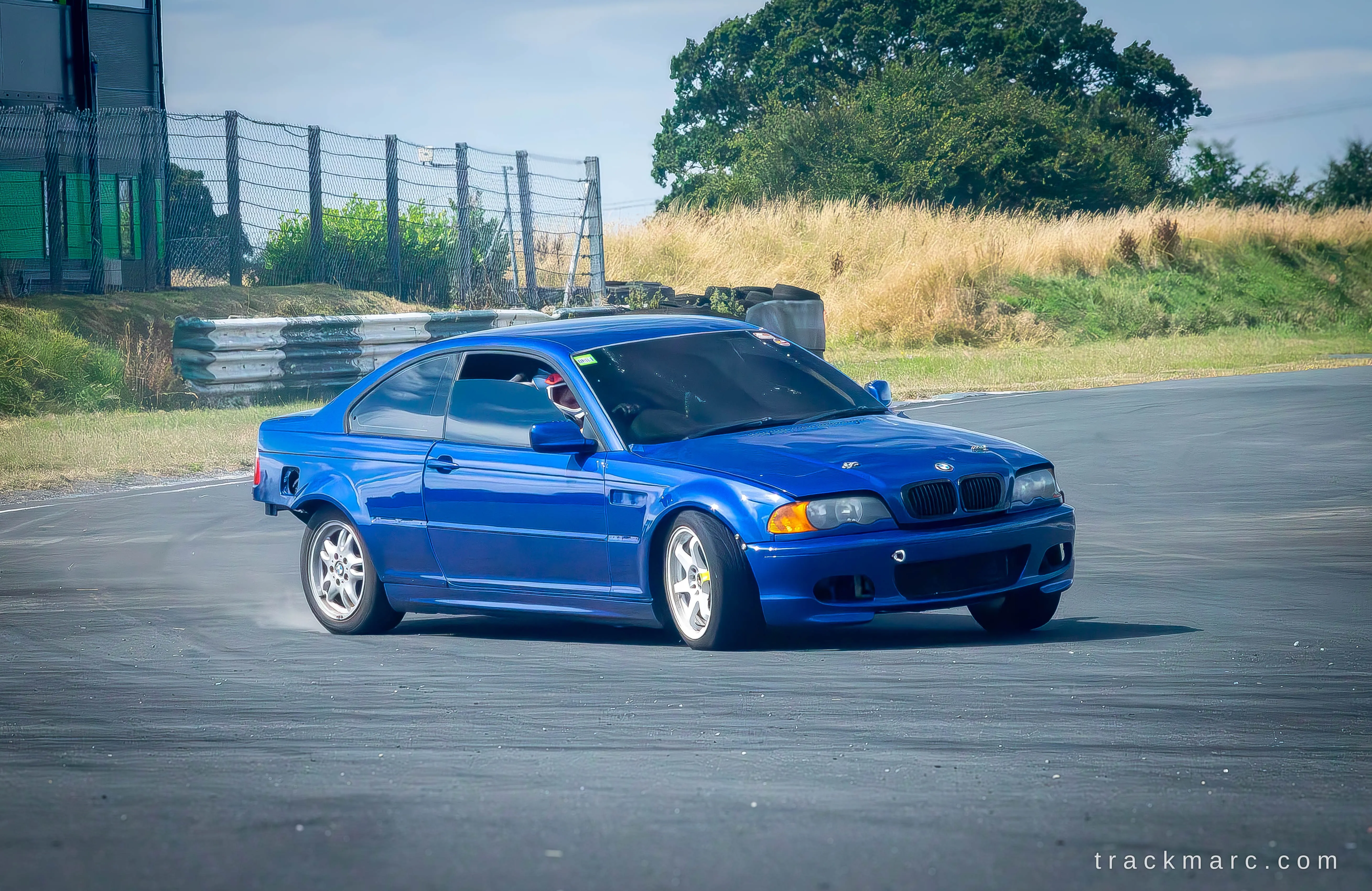 Blue E46 sliding at Mondello Park