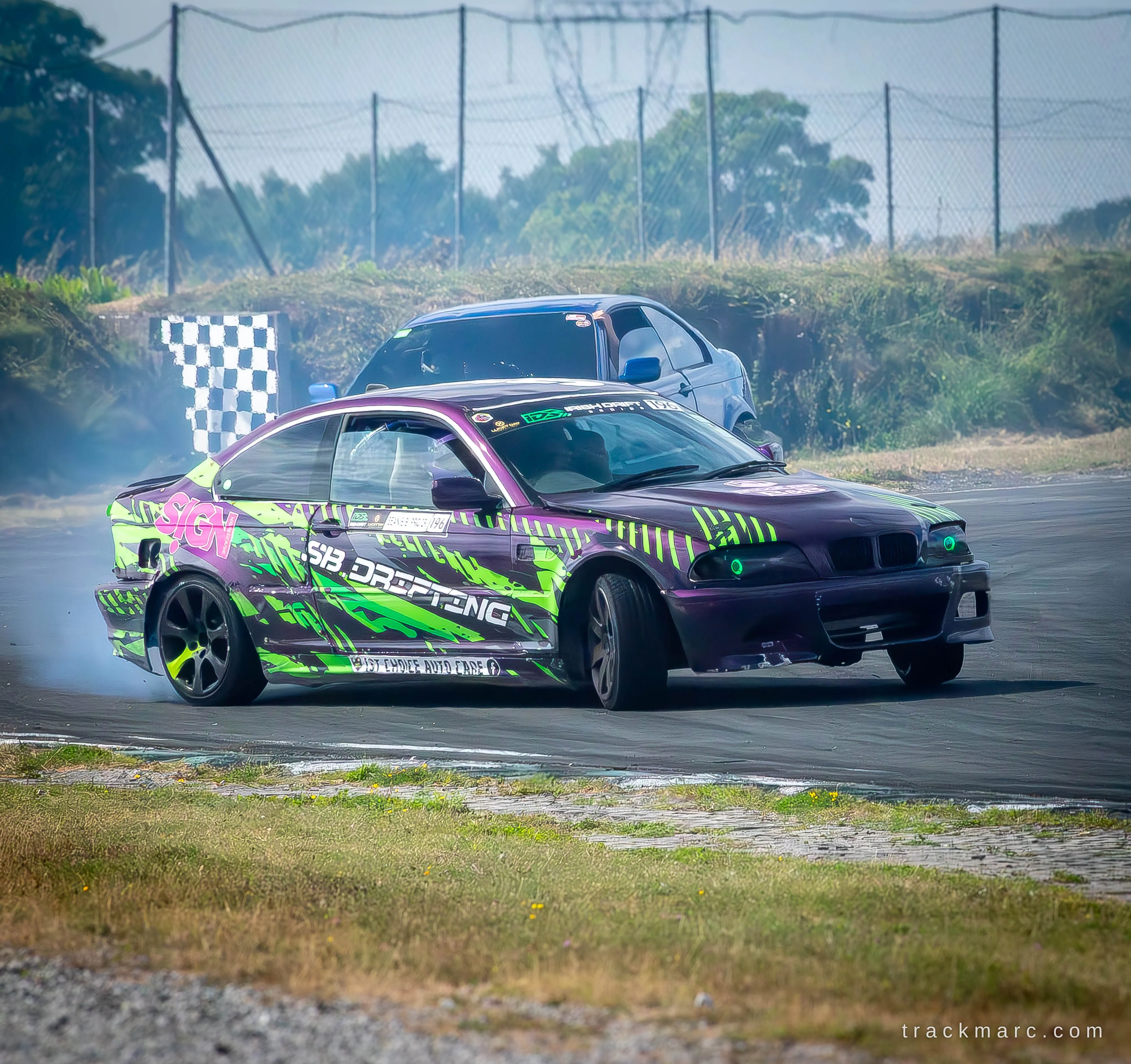 Purple E46 drift at Mondello