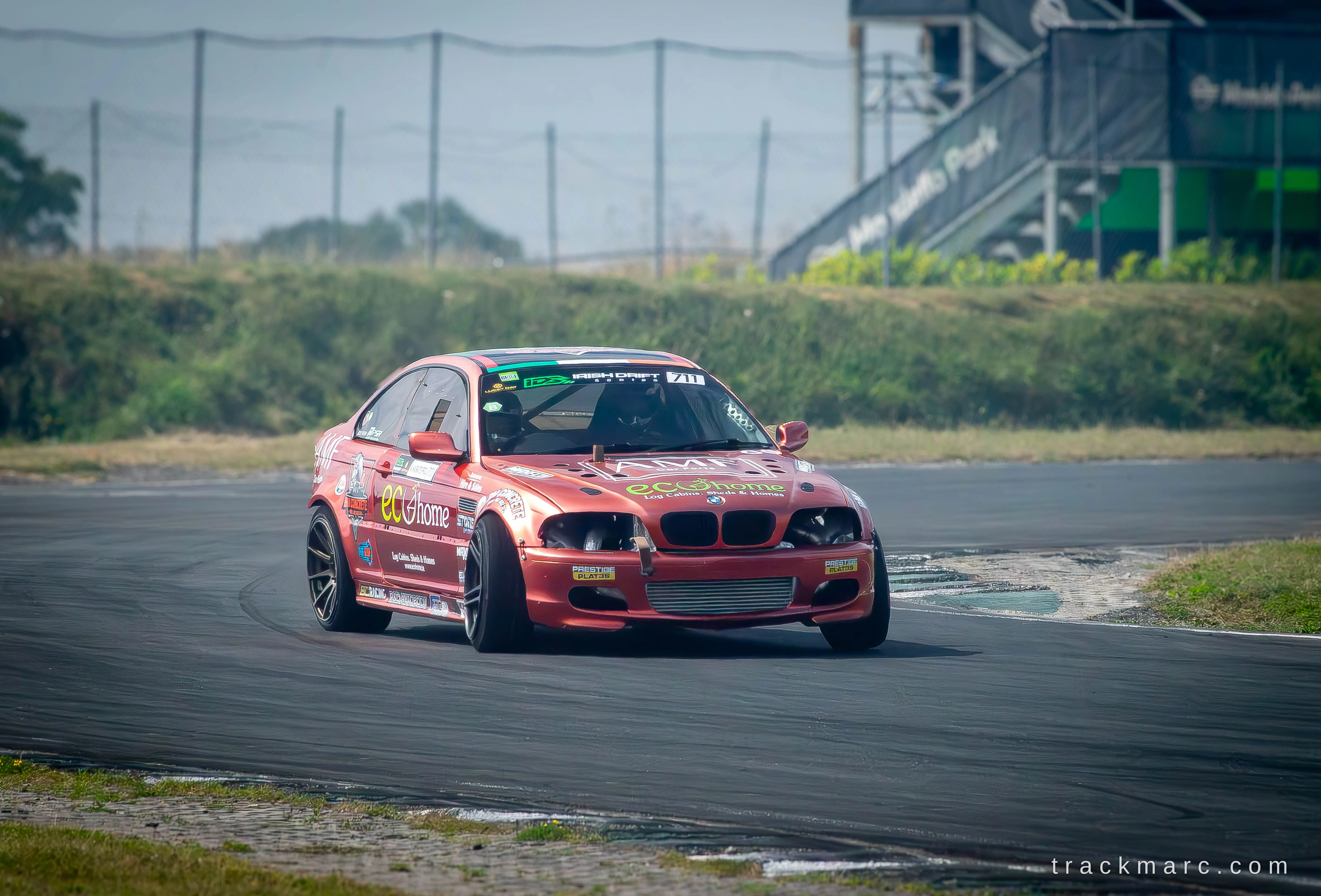 Candy Apple Red E46 drifting at Mondello