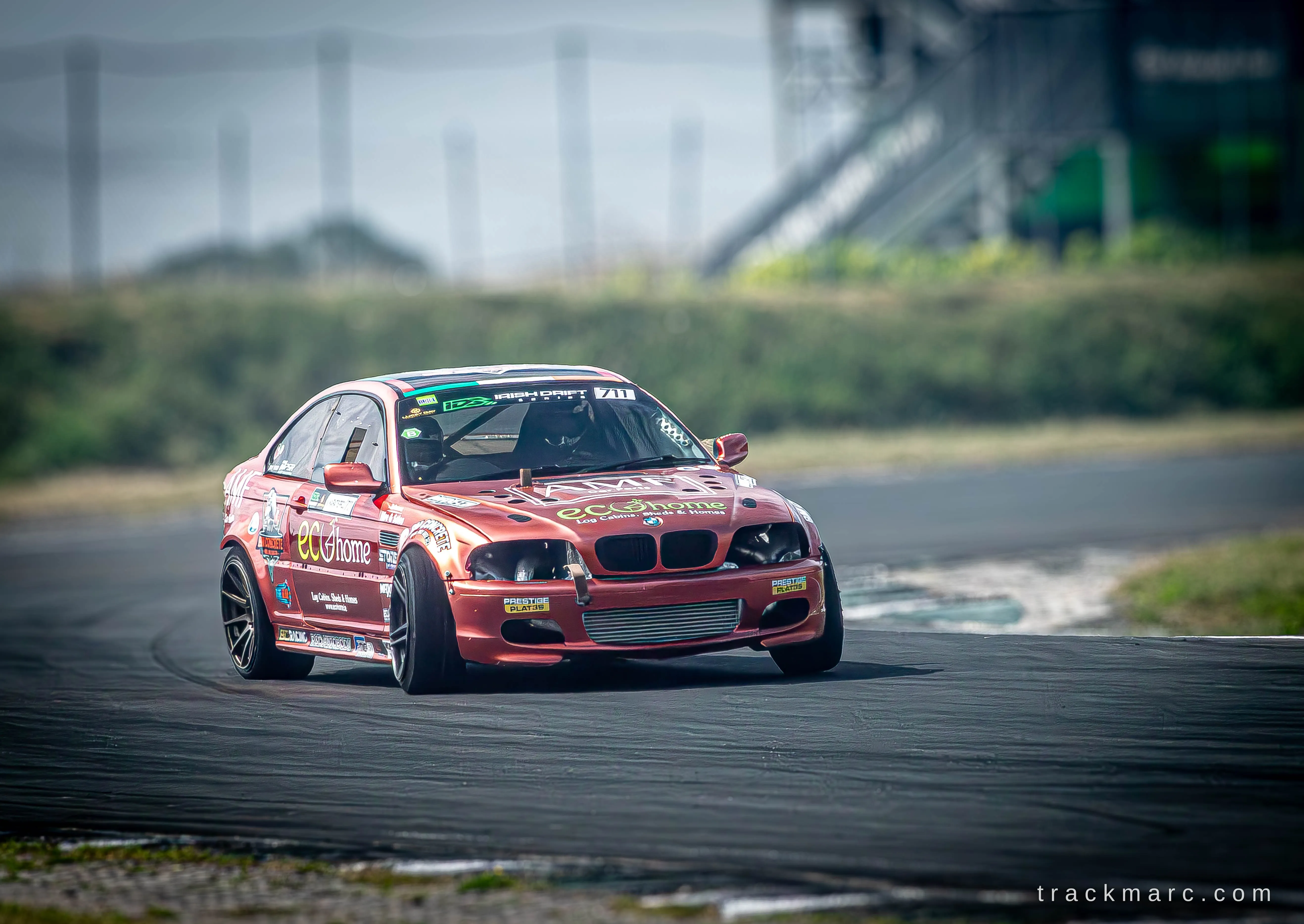 Candy Apple Red E46 drifting at Mondello