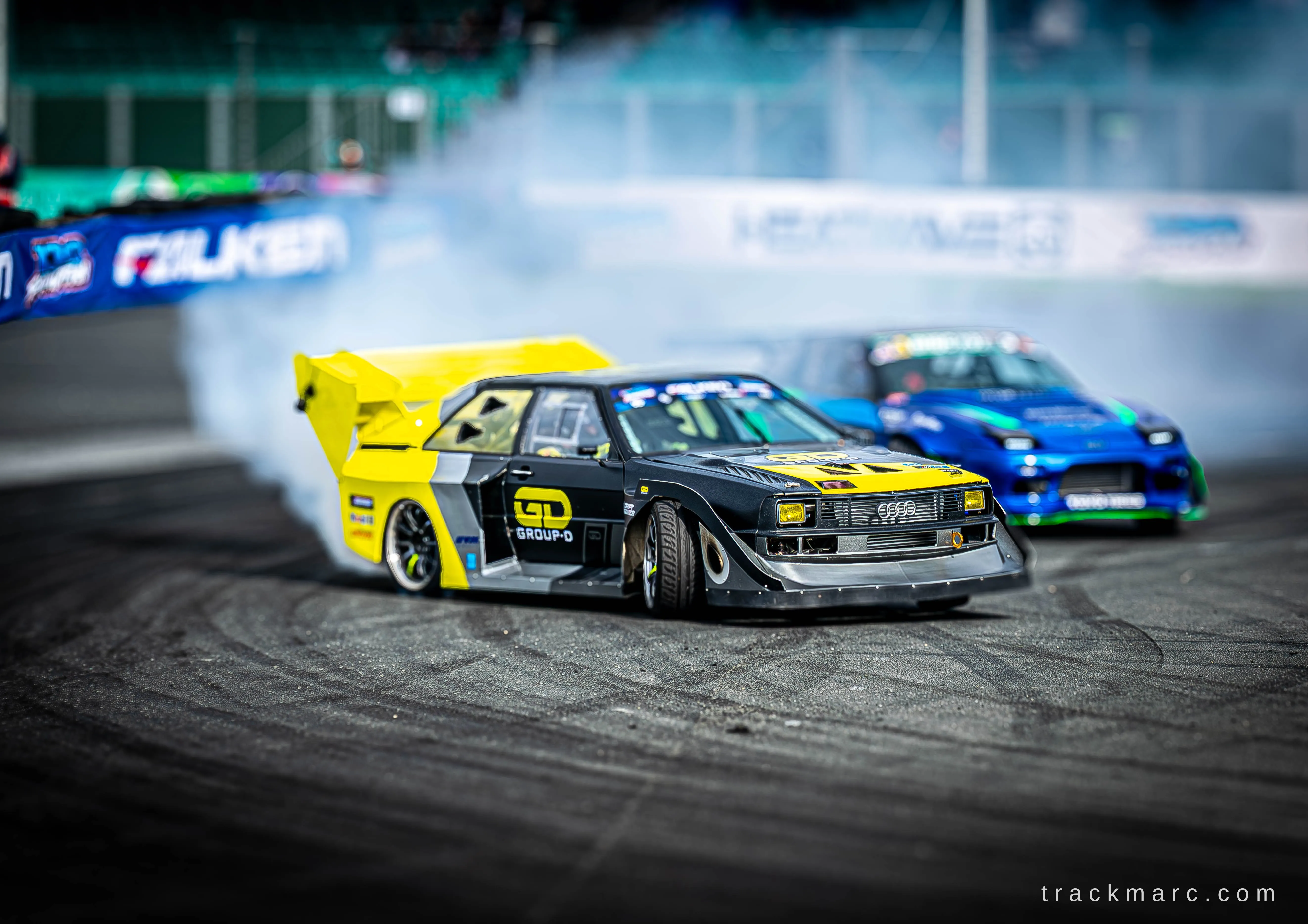 Group-D Audi drift car and Nissan 180SX, 130 Showdown