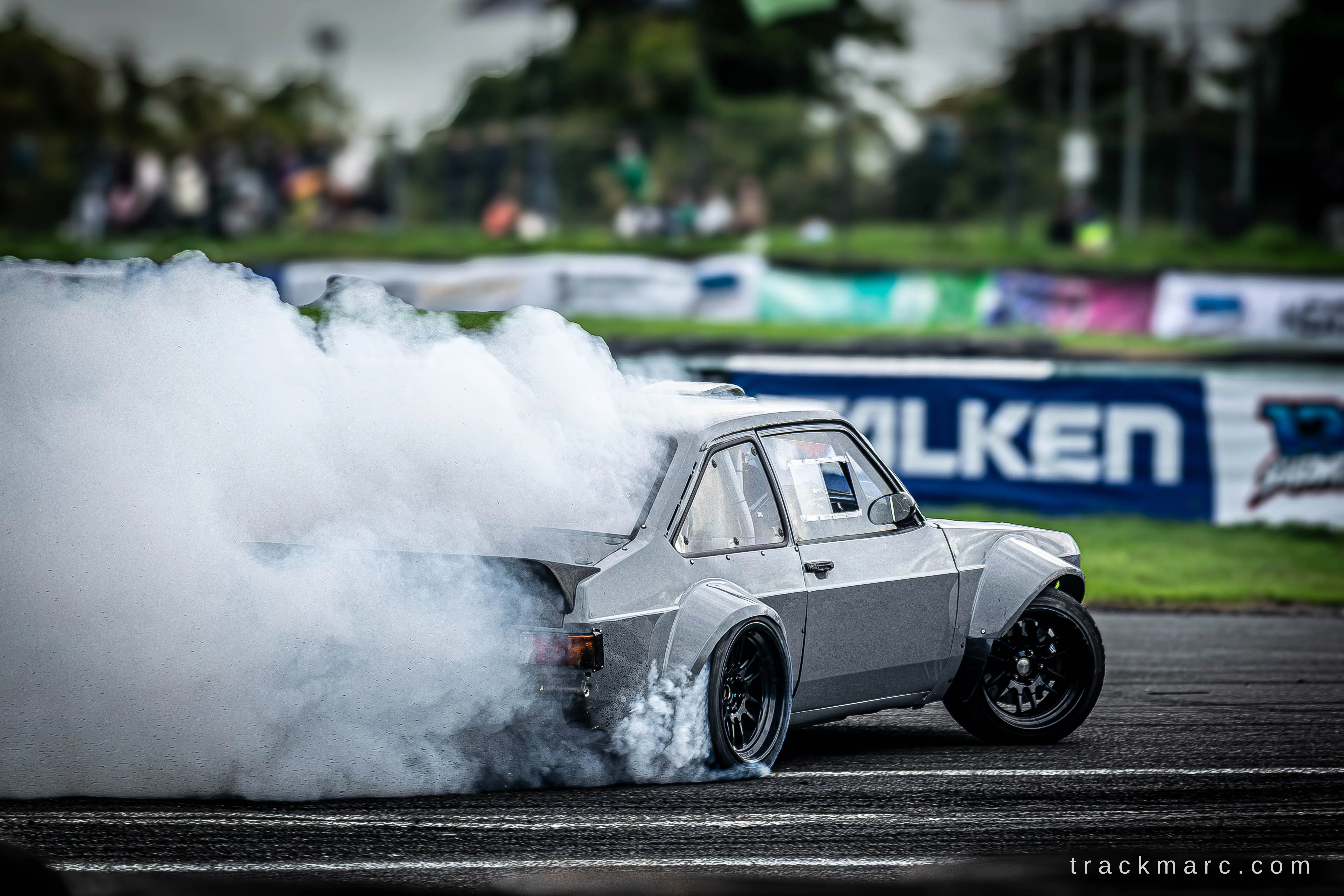 Grey Ford Escort at 130 Showdown
