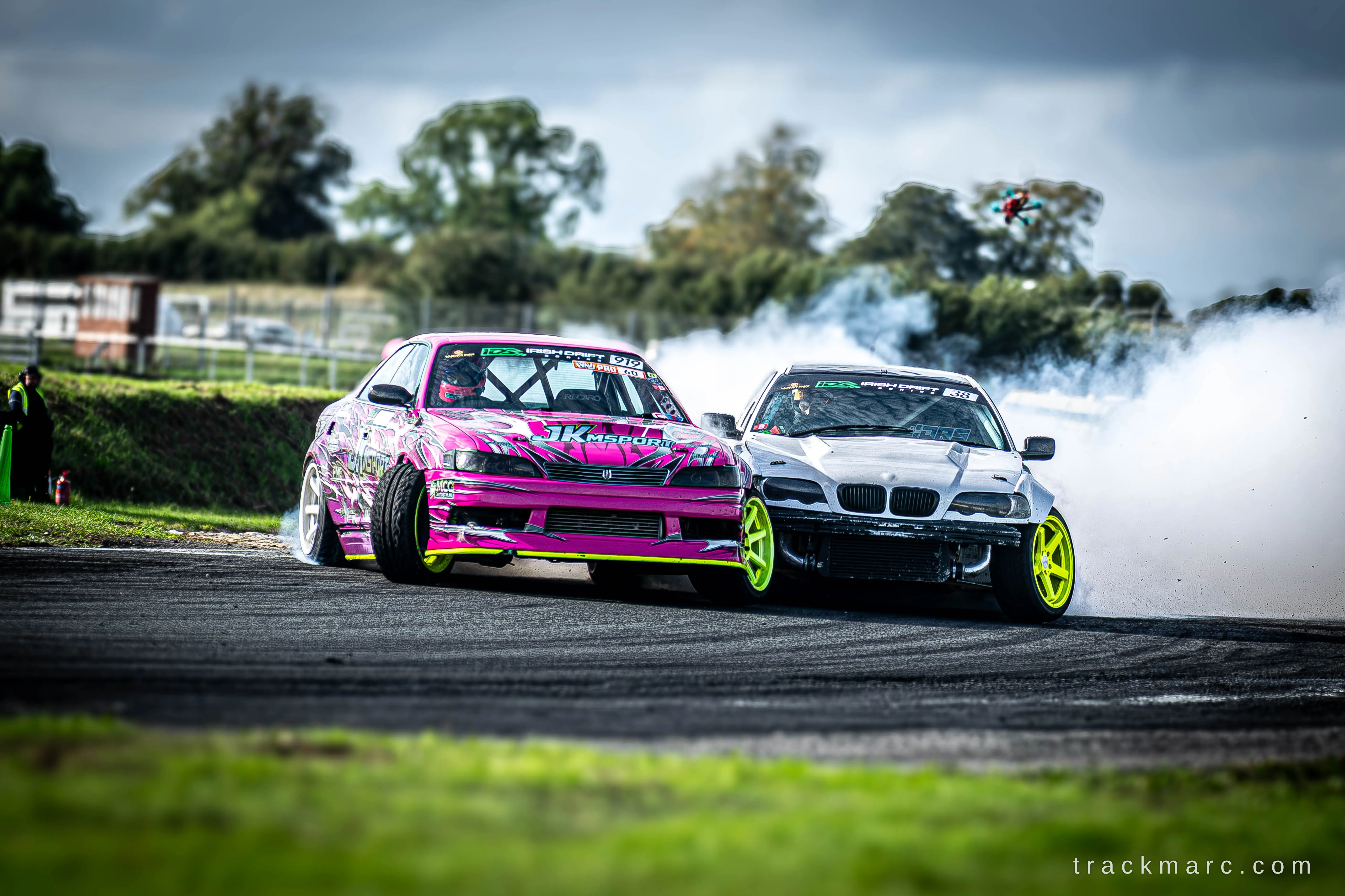 Toyota Chaser and BMW M3 drift cars — 130 Showdown