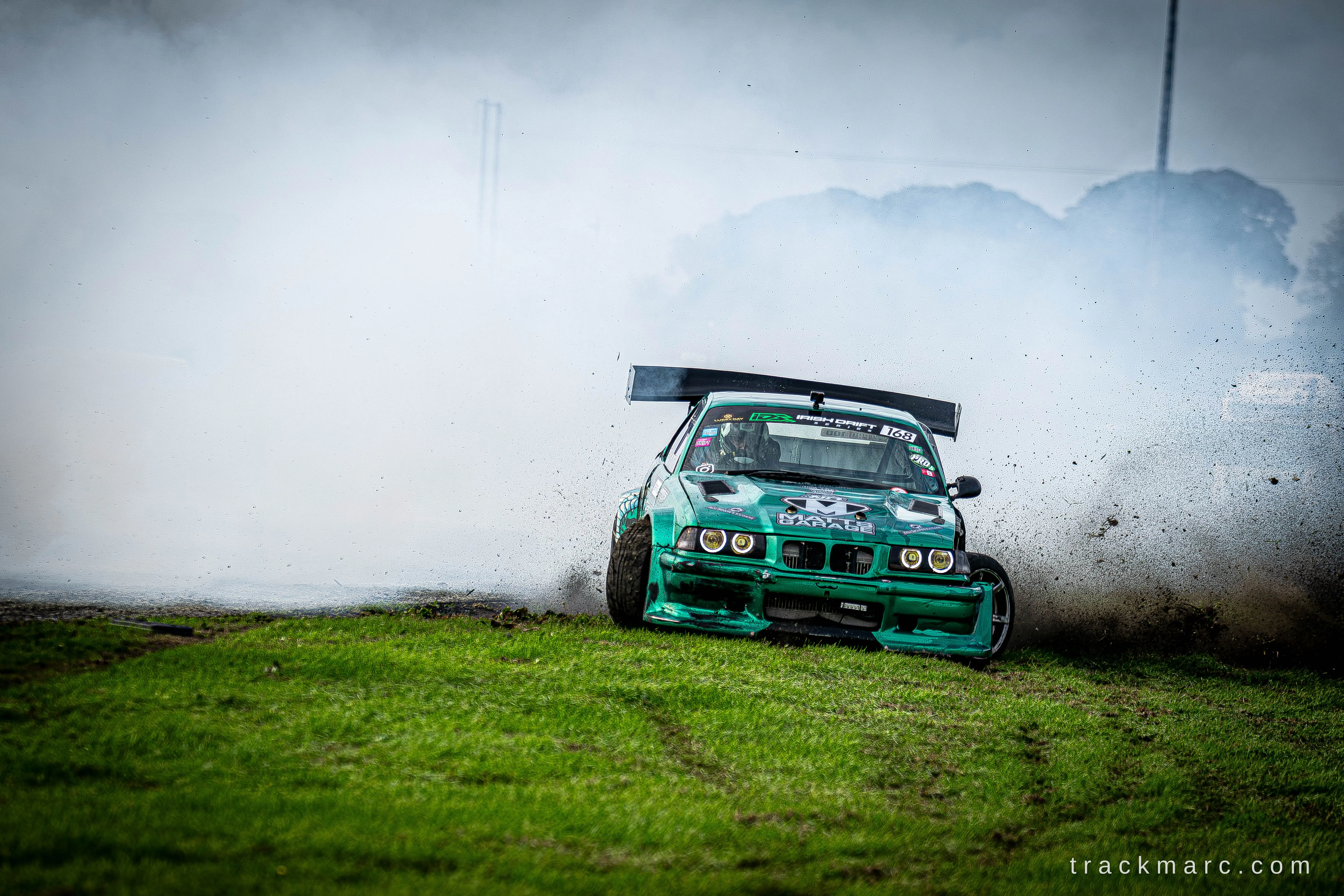 Green BMW E36 drift car — 130 Showdown