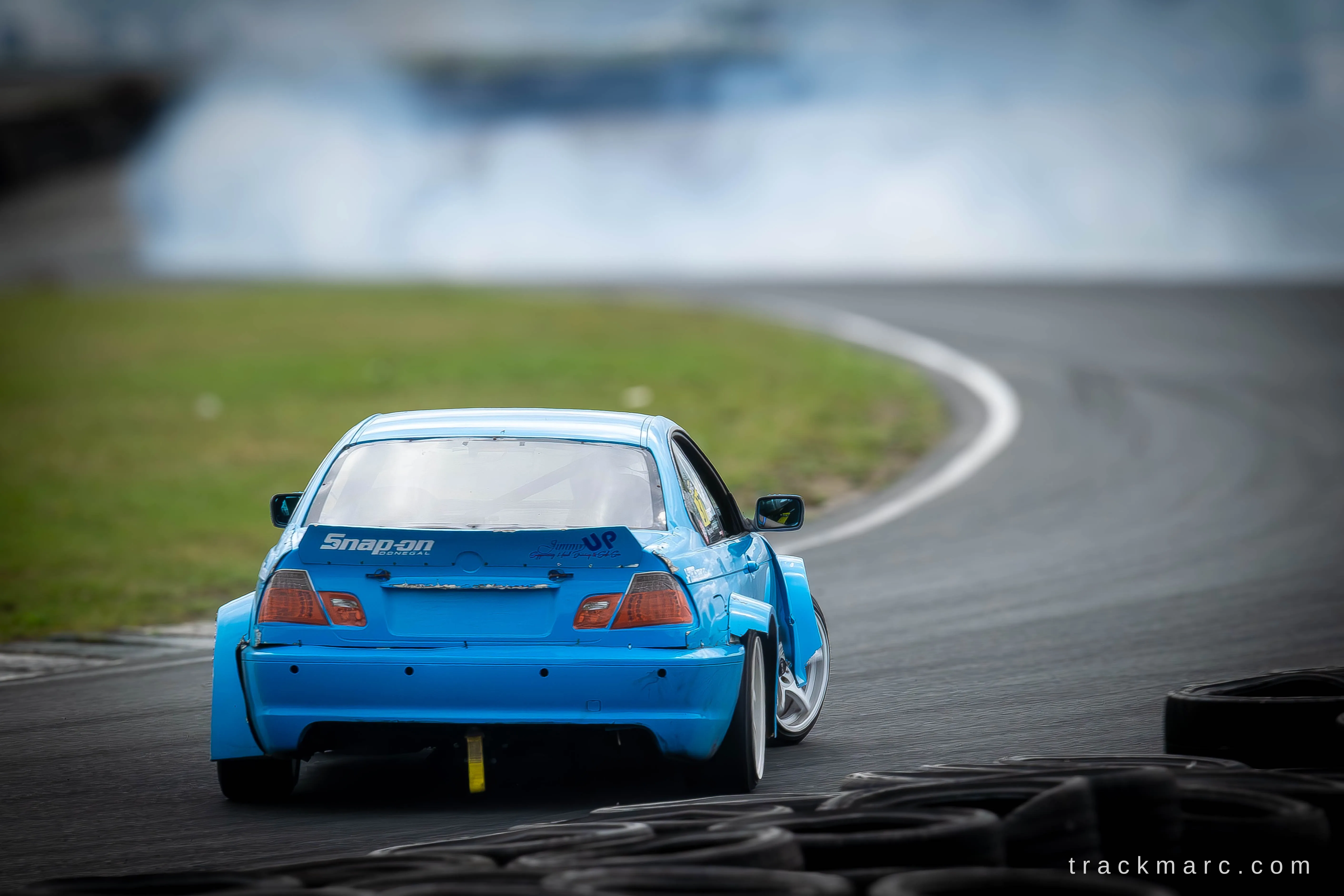 Blue BMW E46 drifting at Drift Games