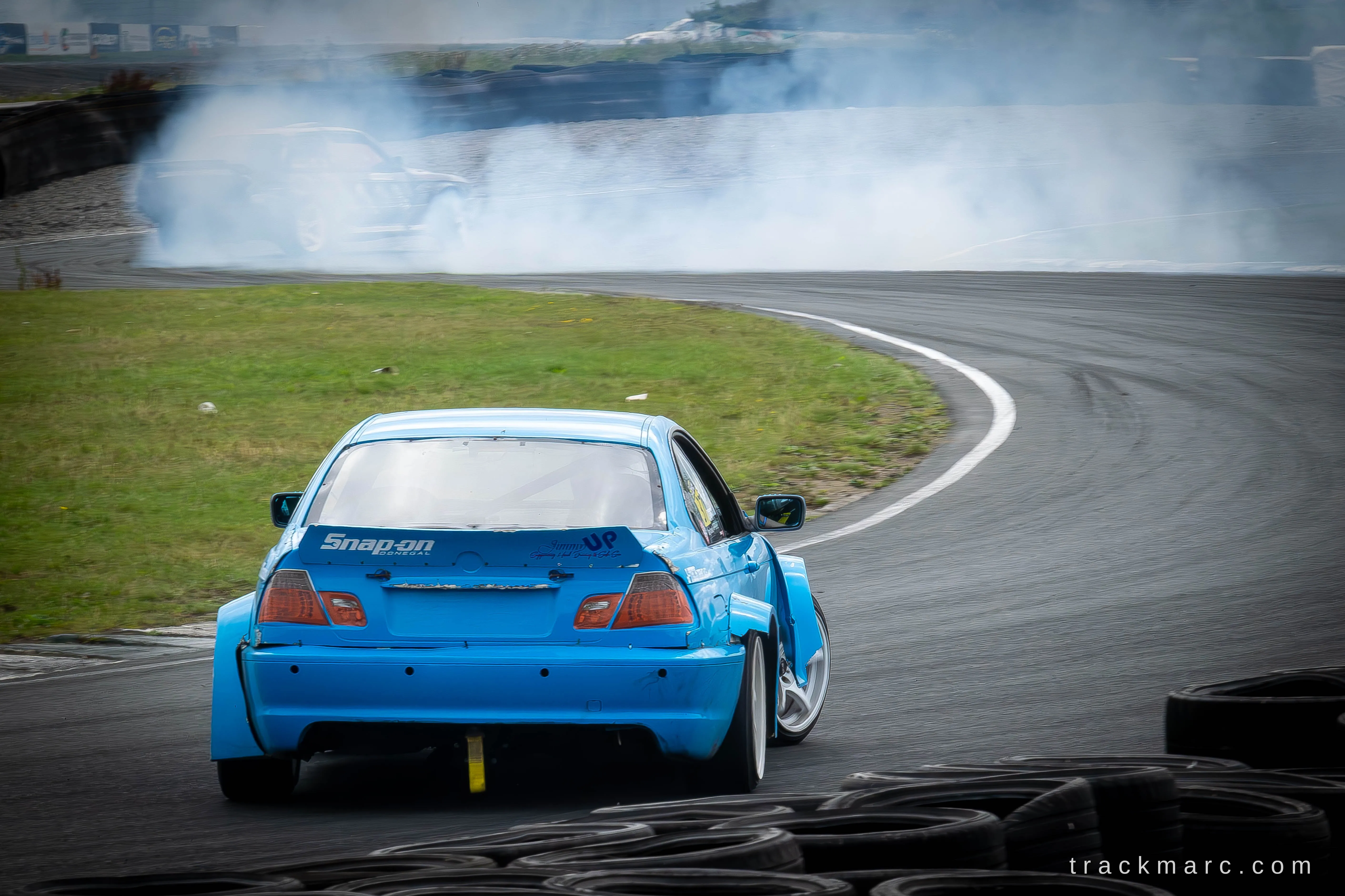 Blue BMW E46 drifting at Drift Games