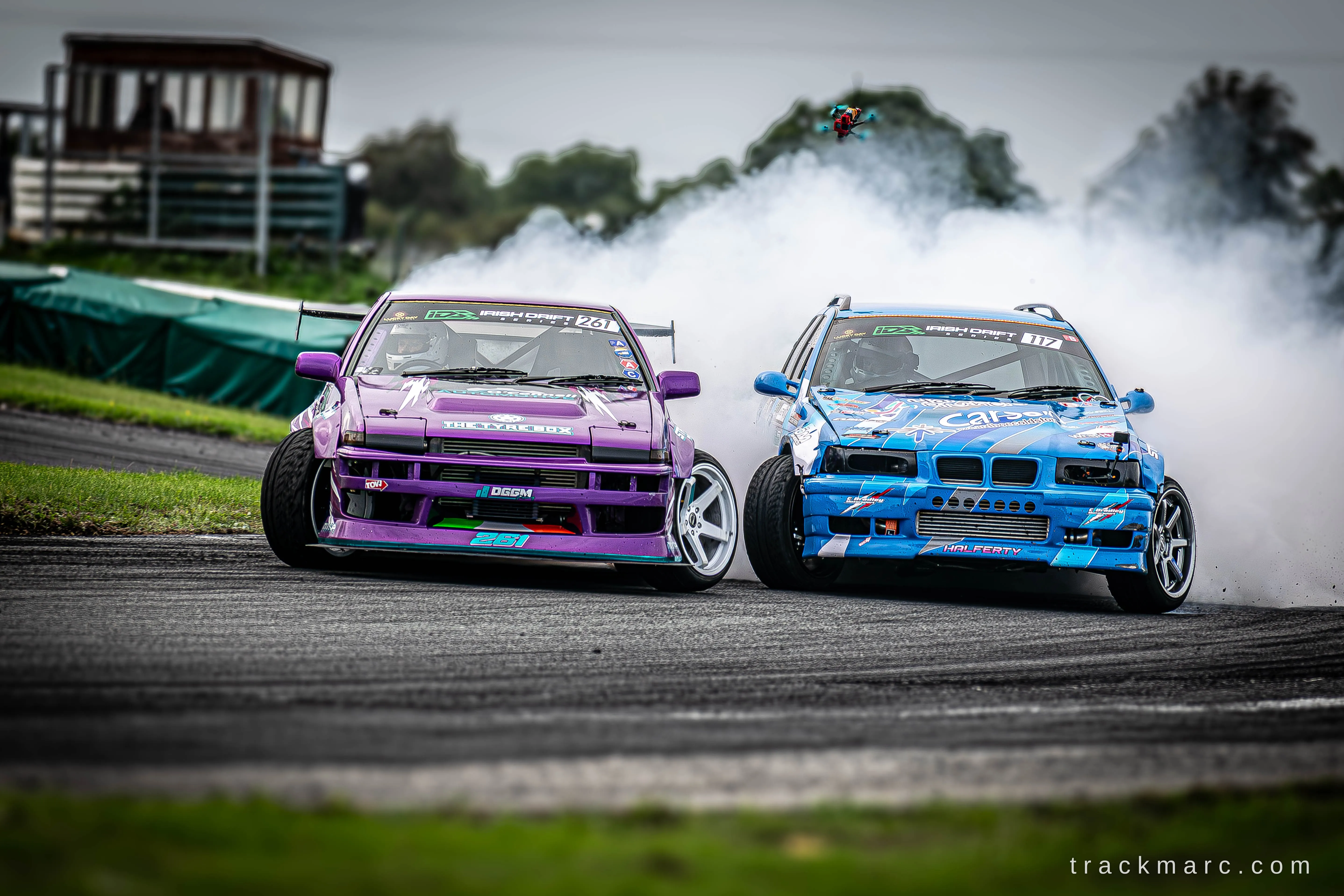 Diarmuid O'Connell's Toyota AE86 #261 and Stephen Halferty's BMW E36 #117 — 130 Showdown