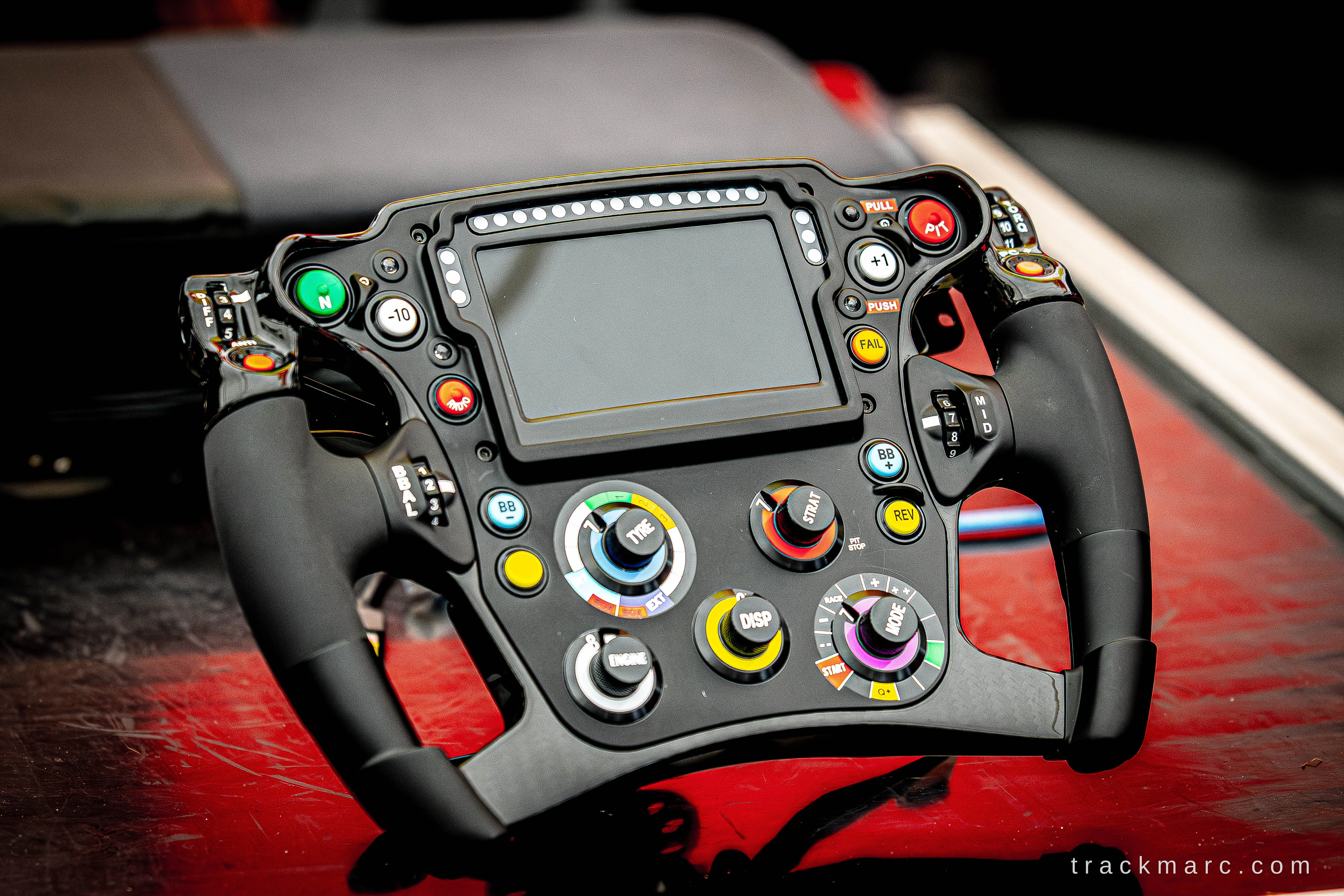 Racing steering wheel close-up, Red Bull Homerun