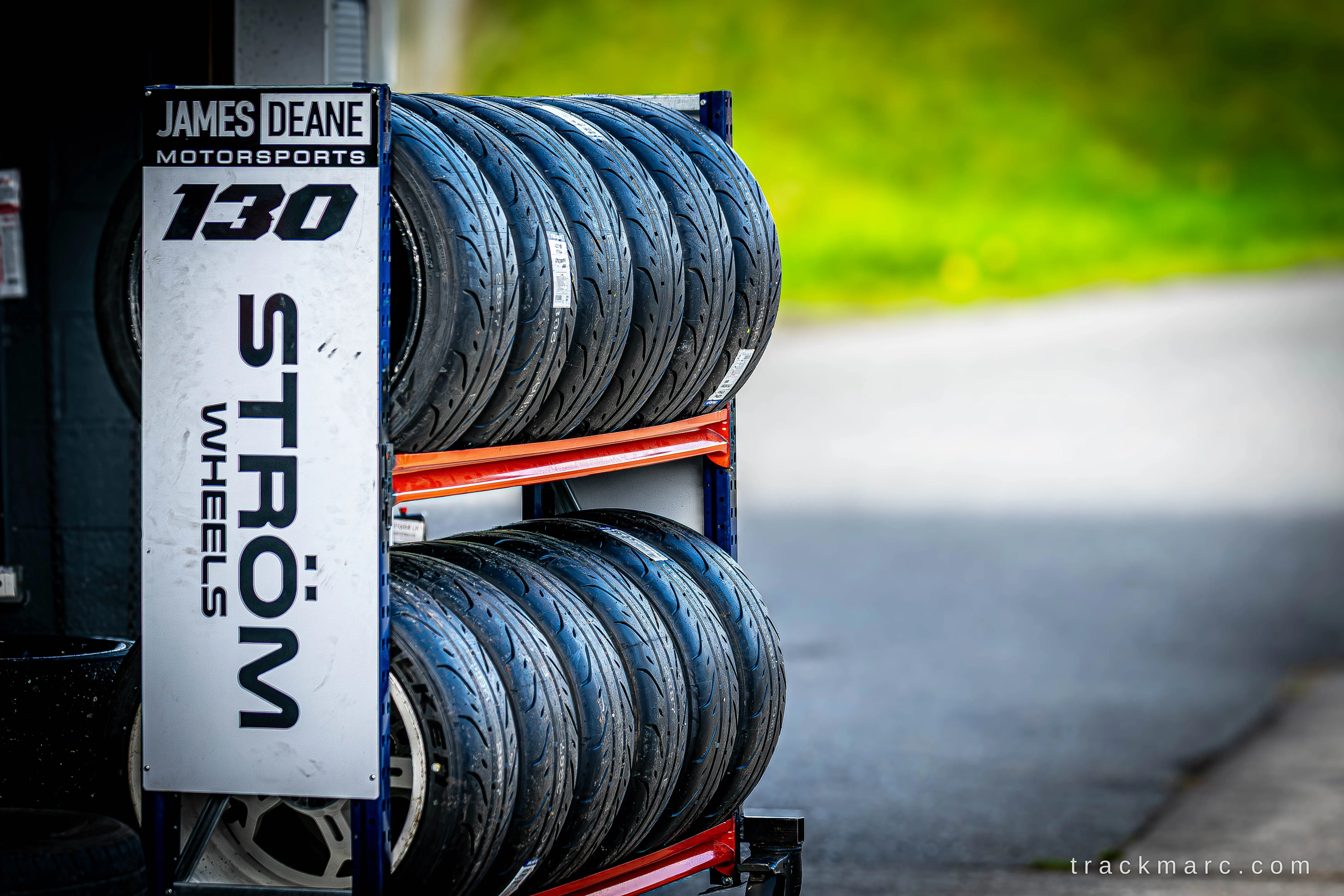 James Deane Motorsports tyre rack — 130 Showdown