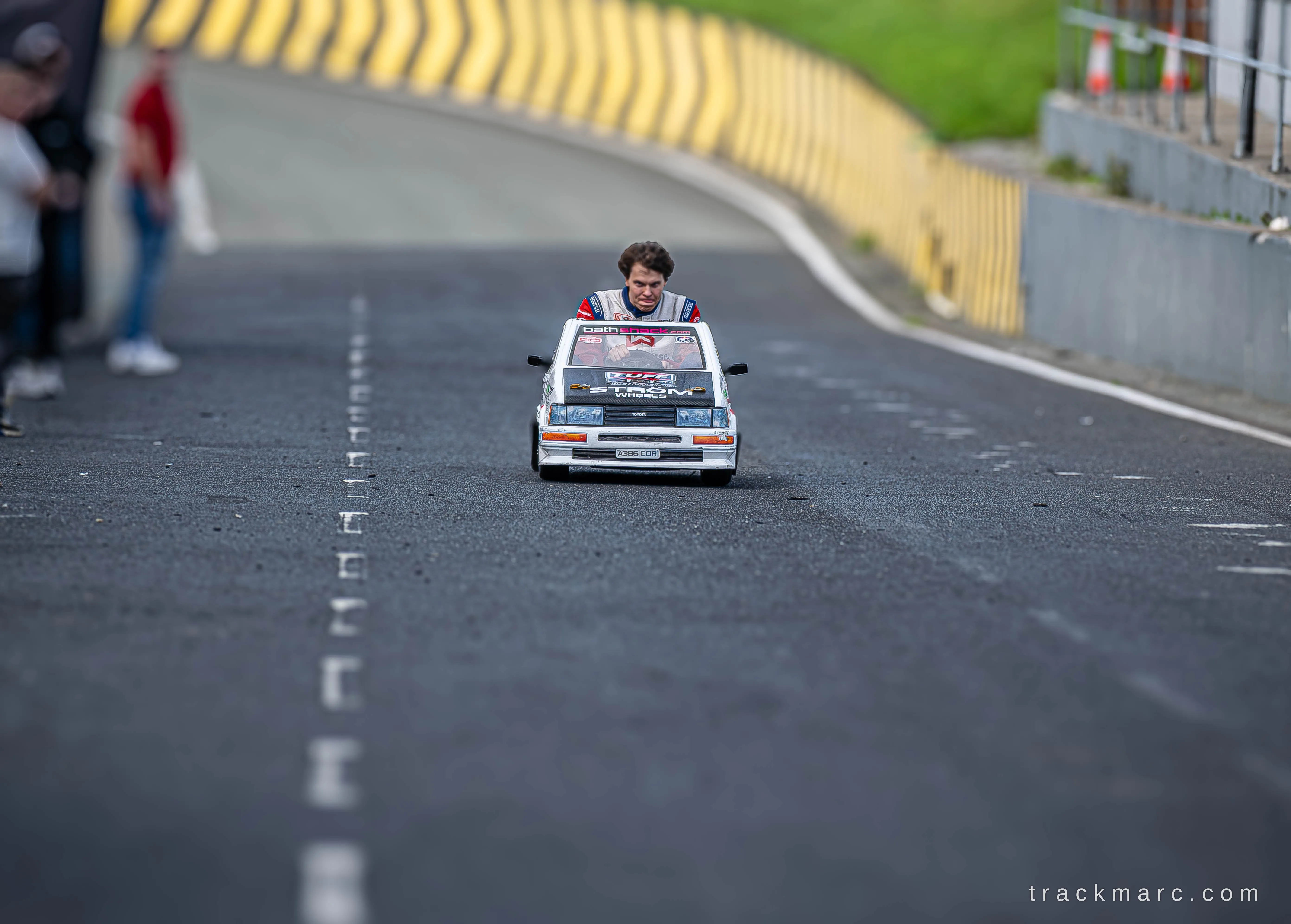 Piotr Więcek driving Oisin Corr's miniature Toyota AE86 — 130 Showdown